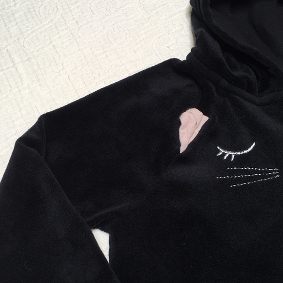 2T (2/$20) Black Cat Velour Hoodie by Gap - Picture 4 of 16